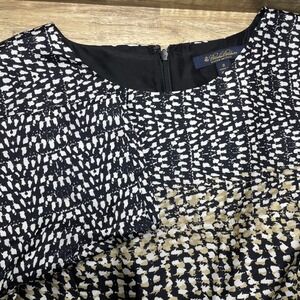 Brooks Brothers Silk Midi Dress Woven In Italy Women's 8 Black White Gold Ombre